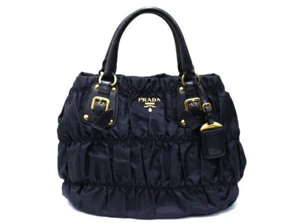 Prada handbag gathered Navy Blue